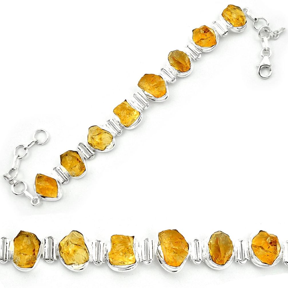 925 sterling silver yellow citrine rough tennis bracelet jewelry m52720