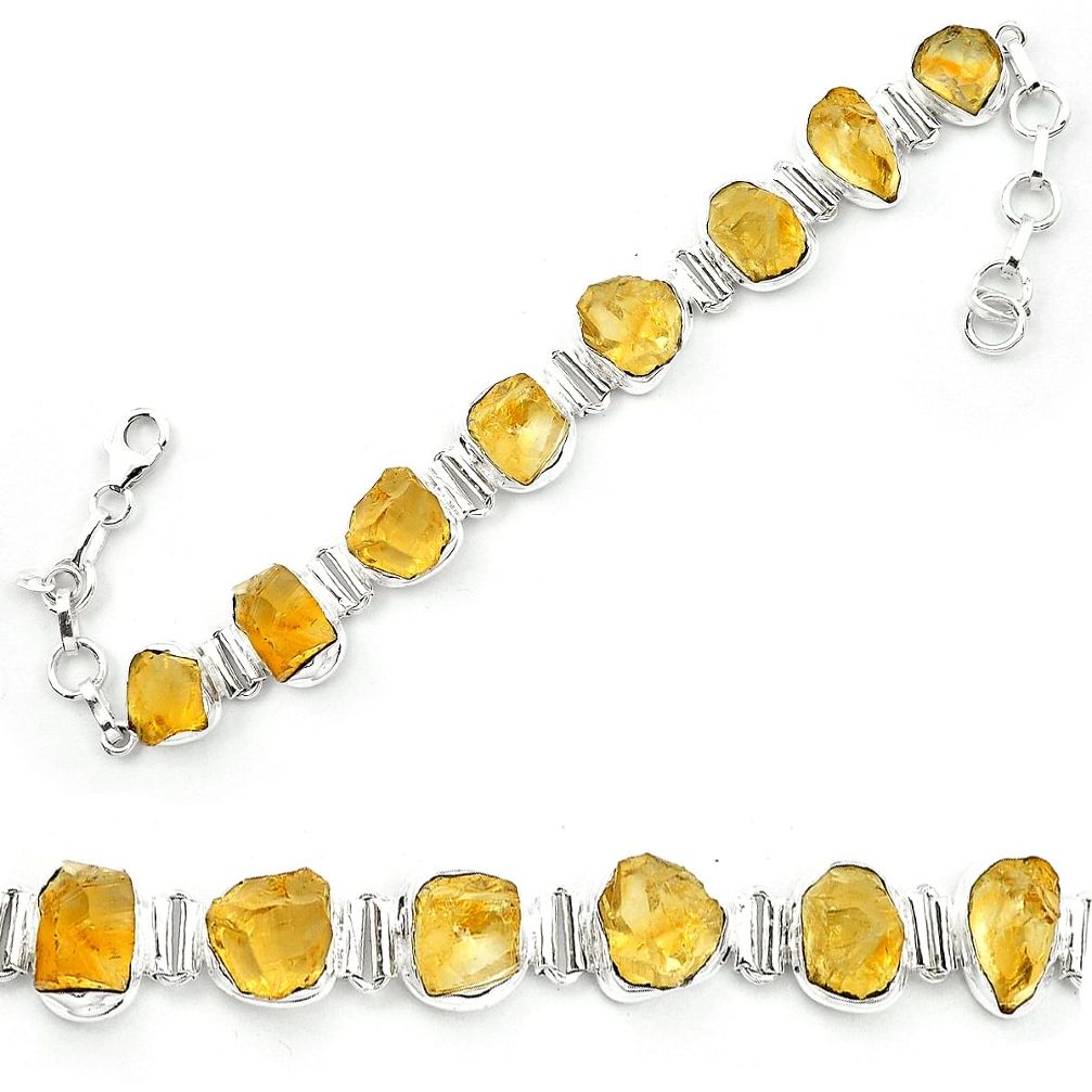 925 sterling silver yellow citrine rough tennis bracelet jewelry m52724