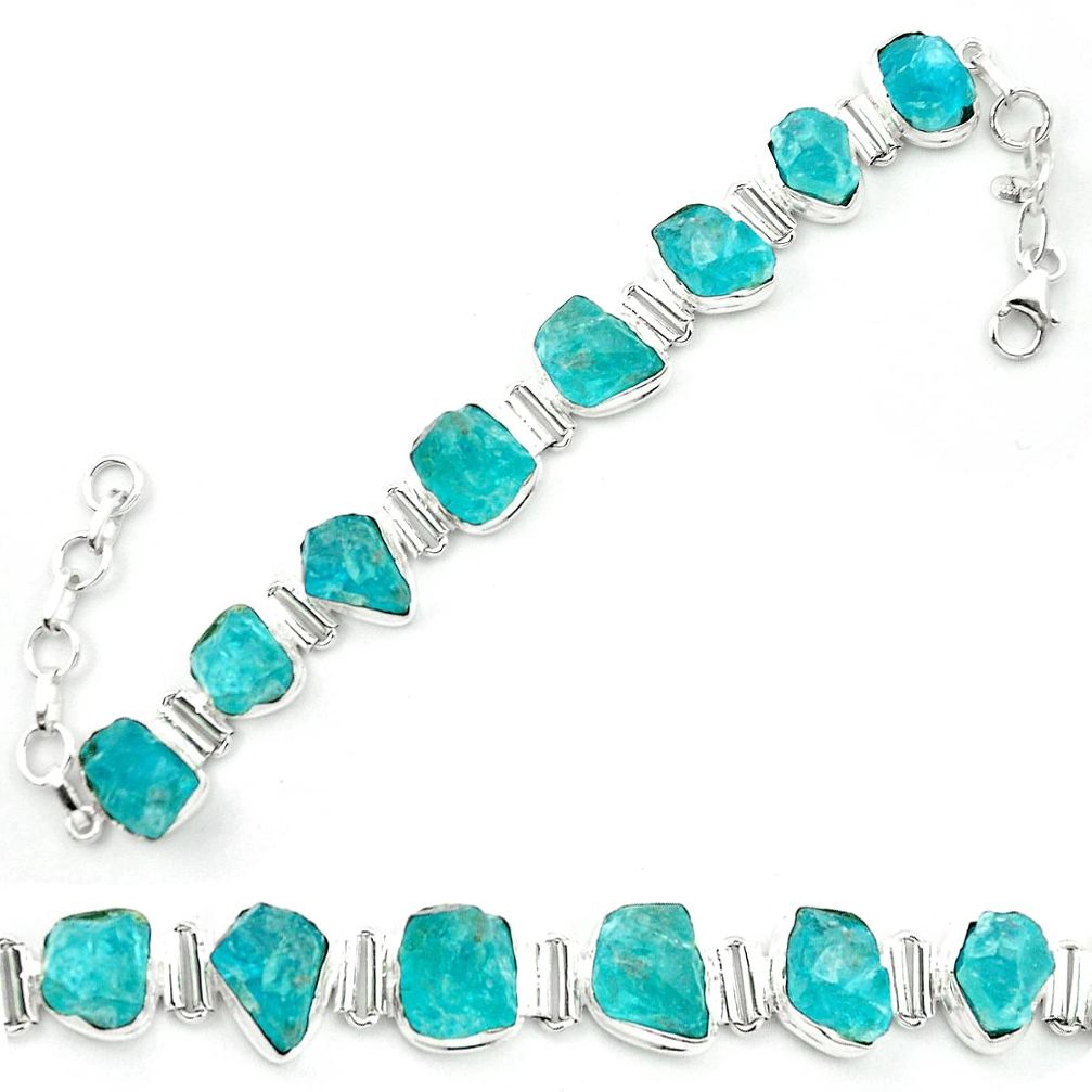 925 sterling silver blue apatite rough tennis bracelet jewelry m52733