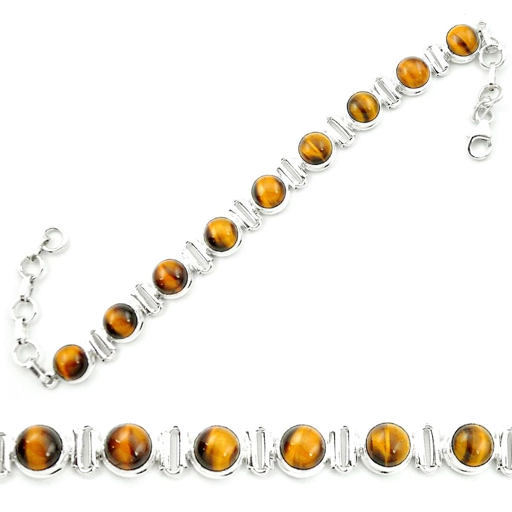 925 sterling silver natural brown tiger's eye tennis bracelet jewelry m52764