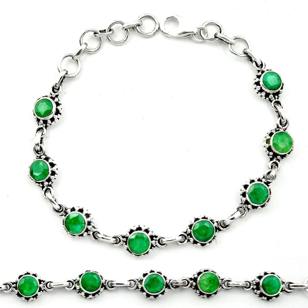 Natural green emerald 925 sterling silver bracelet jewelry m53591