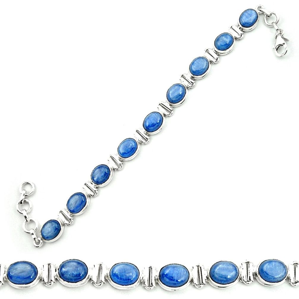Natural blue kyanite 925 sterling silver tennis bracelet jewelry m53625