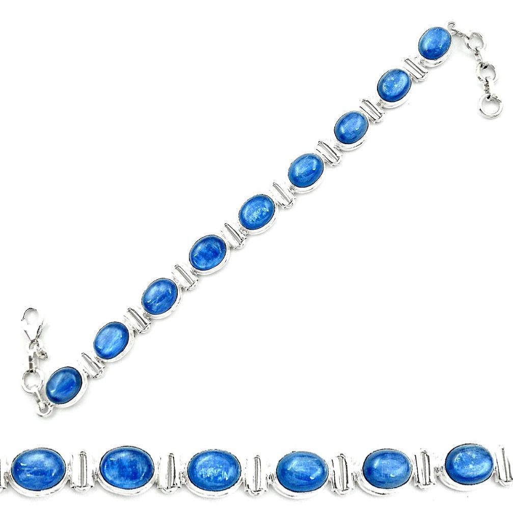 Natural blue kyanite 925 sterling silver tennis bracelet jewelry m53635