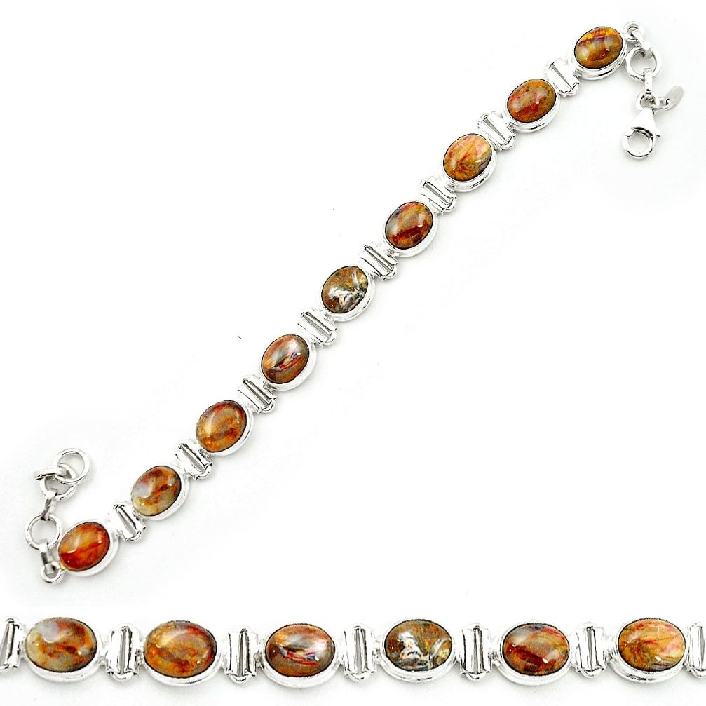 Natural brown pietersite (african) 925 sterling silver tennis bracelet m53648