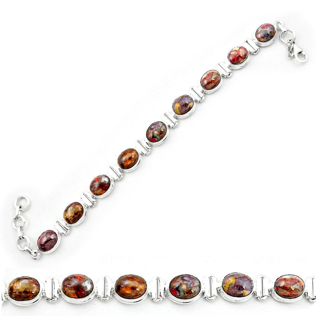 Natural brown pietersite (african) 925 sterling silver tennis bracelet m53657