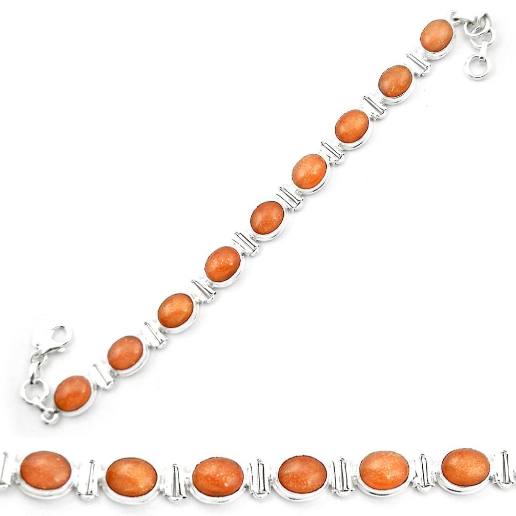 925 silver natural orange sunstone (hematite feldspar) tennis bracelet m53674