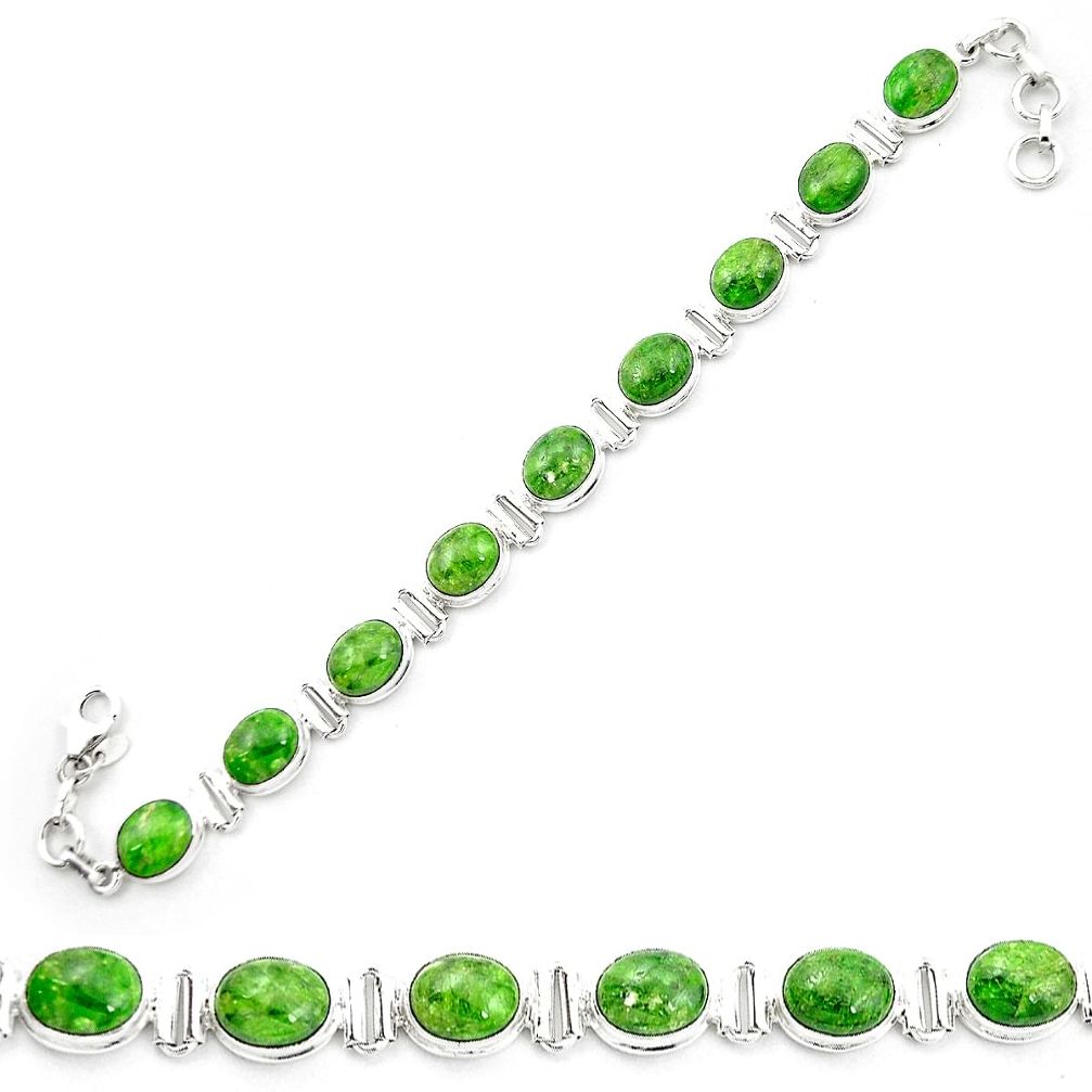 Natural green chrome diopside 925 sterling silver tennis bracelet m53677