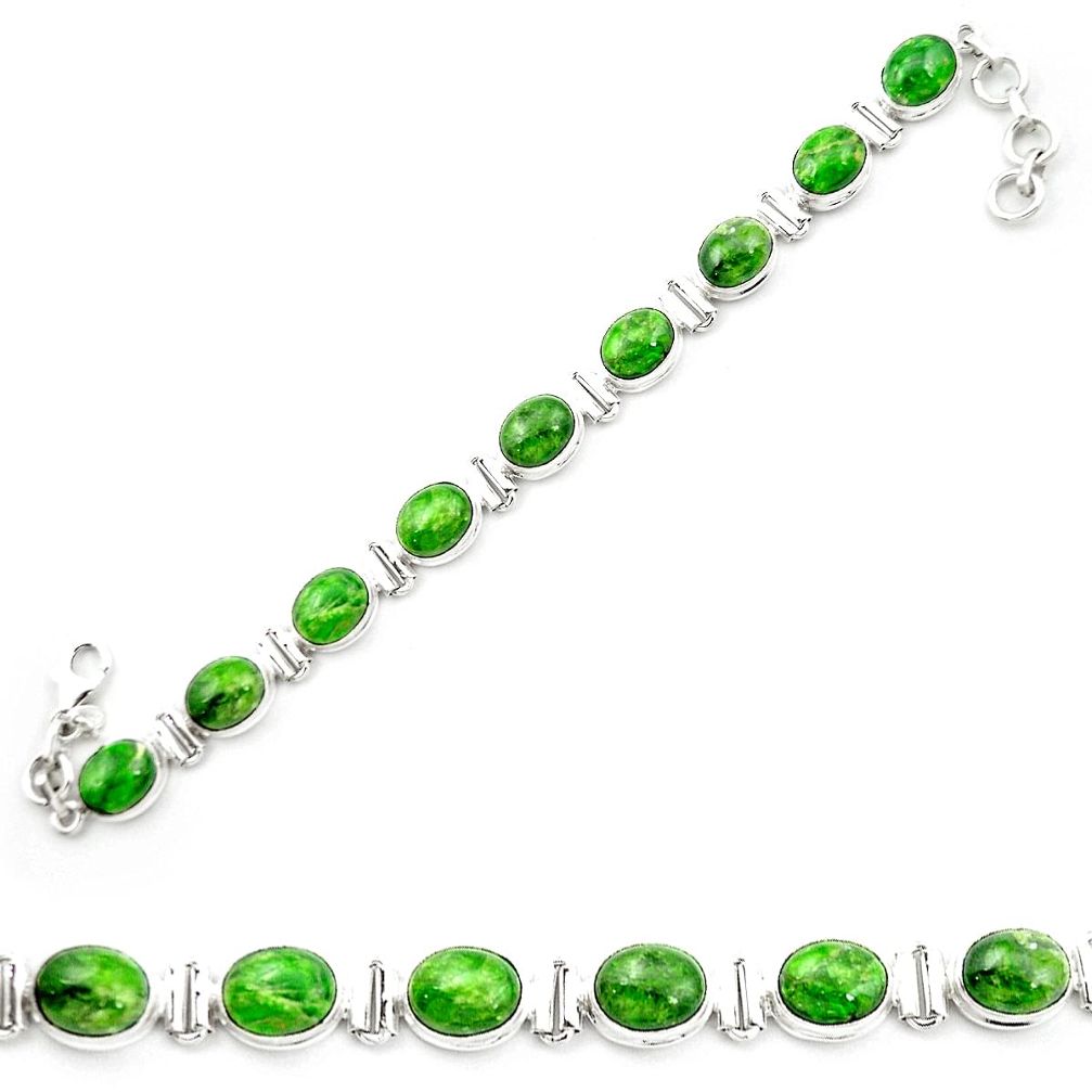 925 sterling silver natural green chrome diopside tennis bracelet m53678