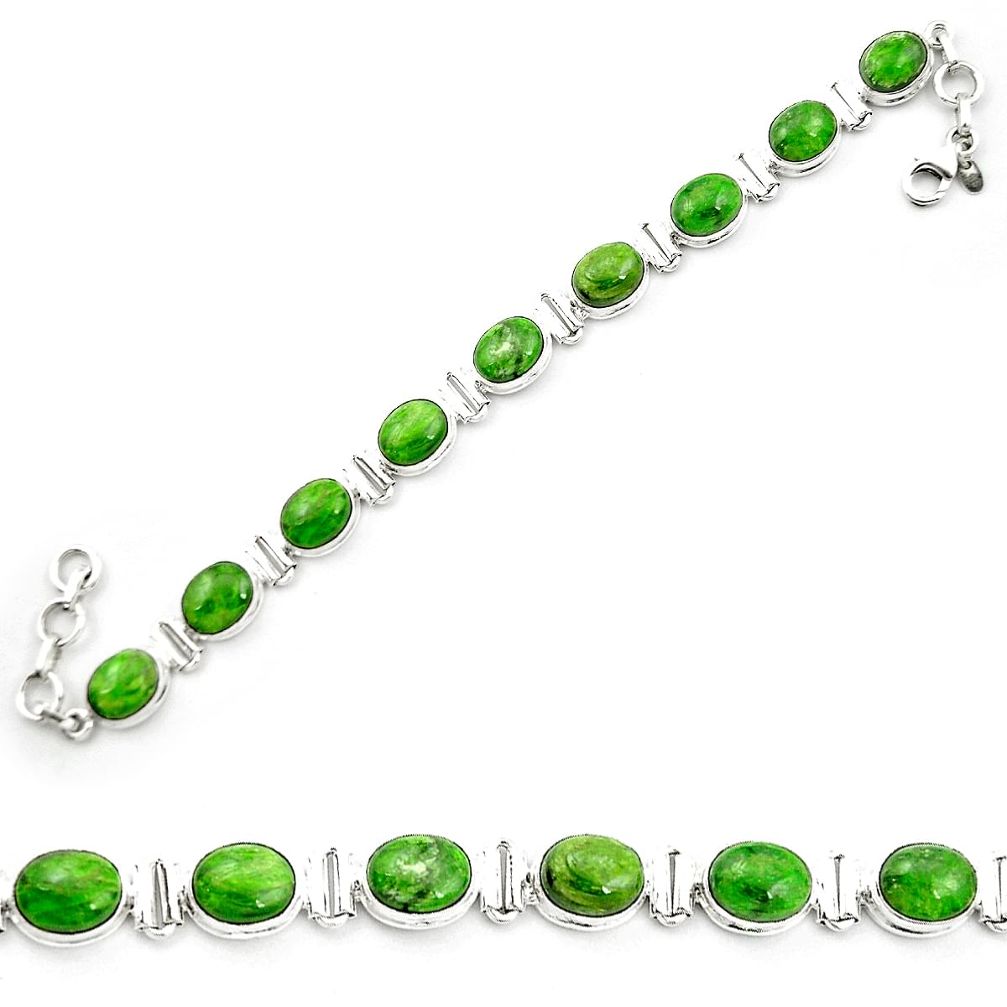 Natural green chrome diopside 925 sterling silver tennis bracelet m53679