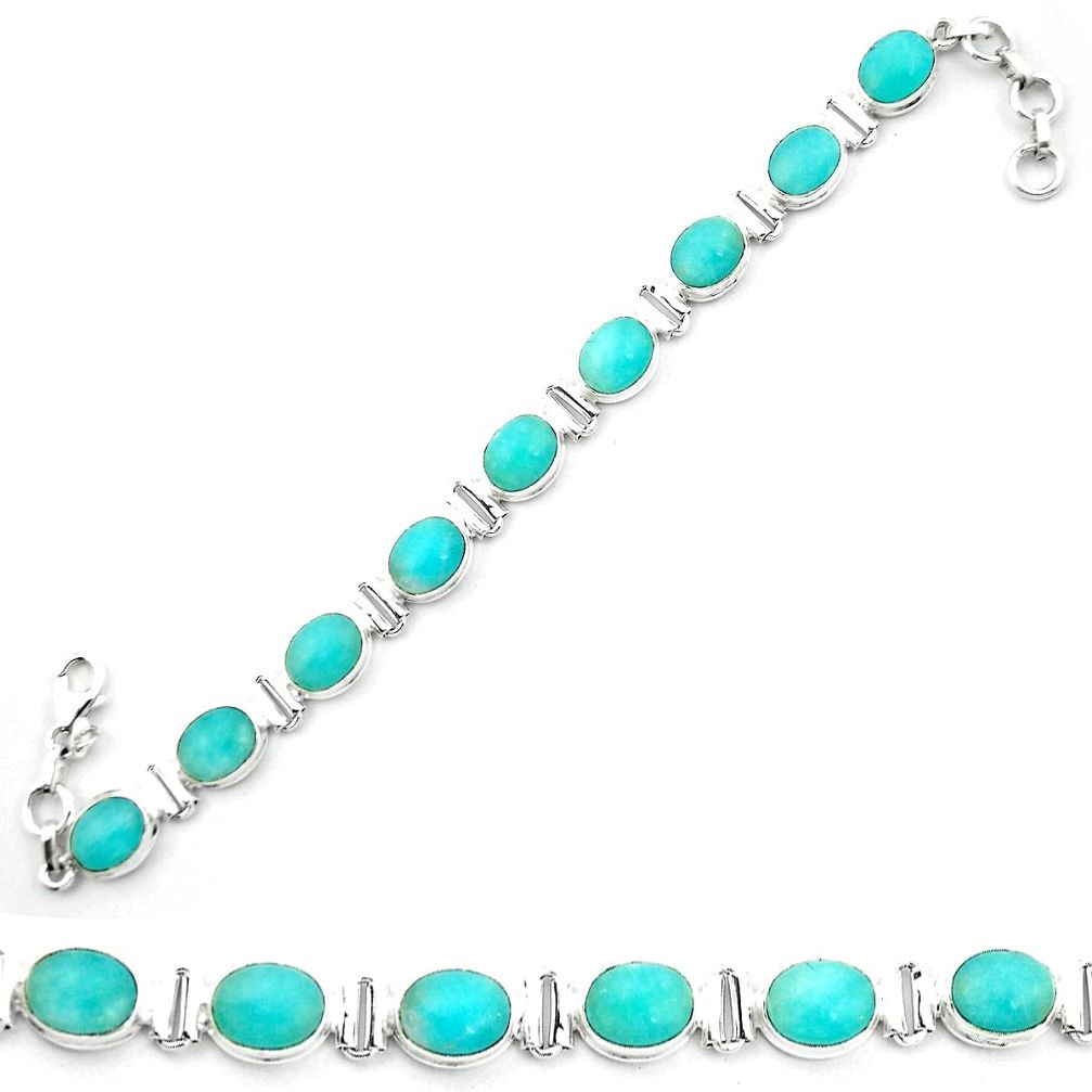 Natural green peruvian amazonite 925 sterling silver tennis bracelet m53701