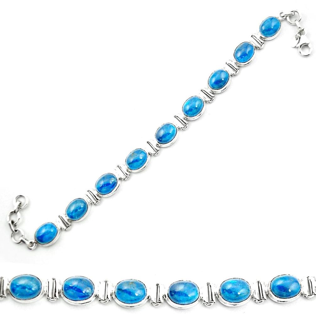 925 sterling silver natural blue apatite (madagascar) tennis bracelet m53712