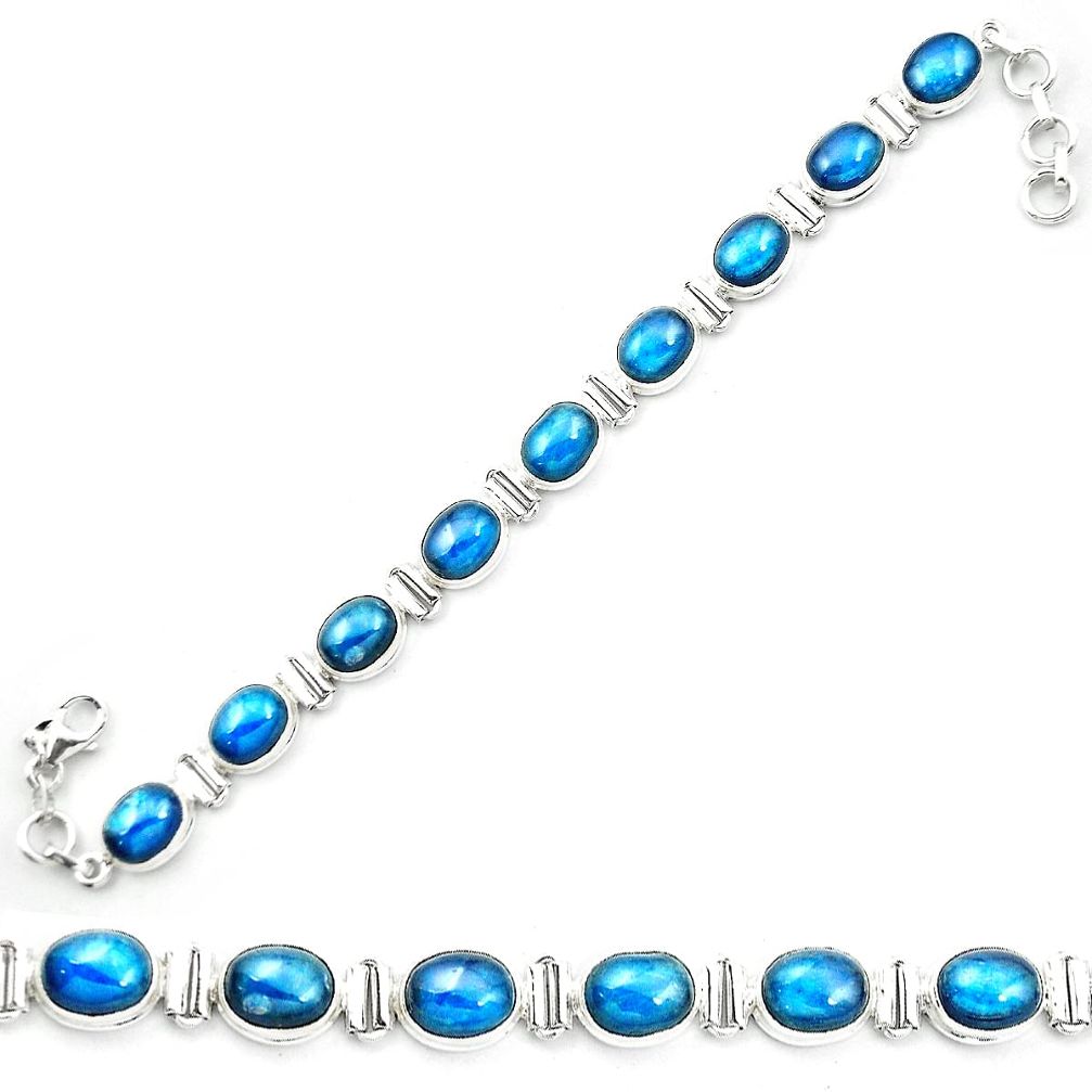 925 sterling silver natural blue apatite (madagascar) tennis bracelet m53719