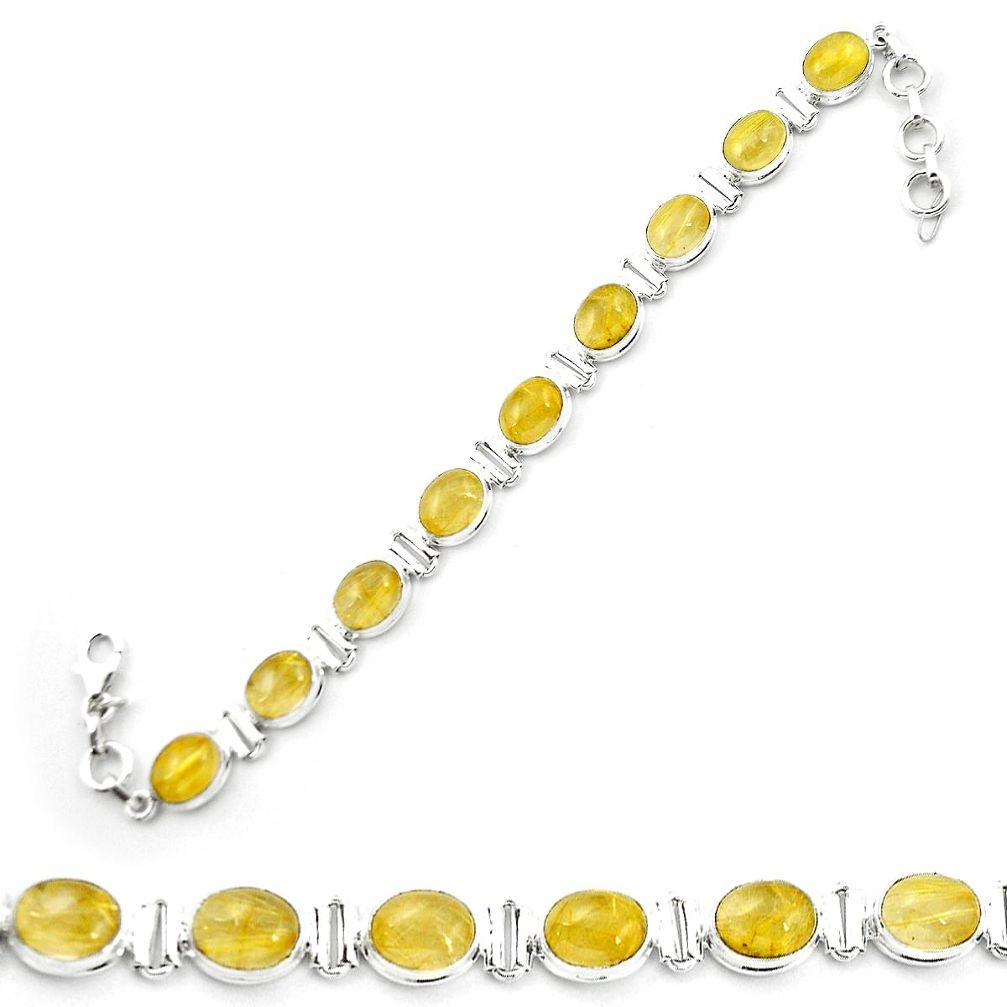 Natural golden tourmaline rutile 925 sterling silver tennis bracelet m53729