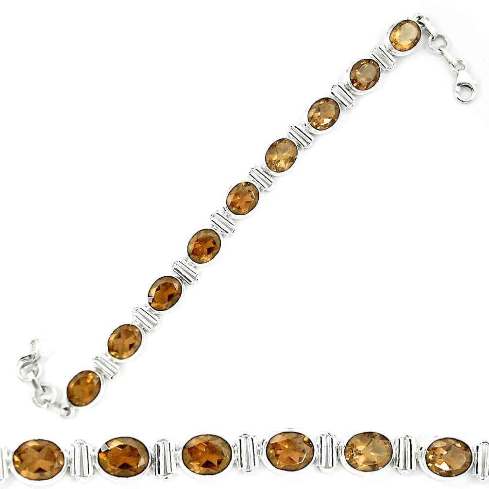 Brown smoky topaz 925 sterling silver tennis bracelet jewelry m54827