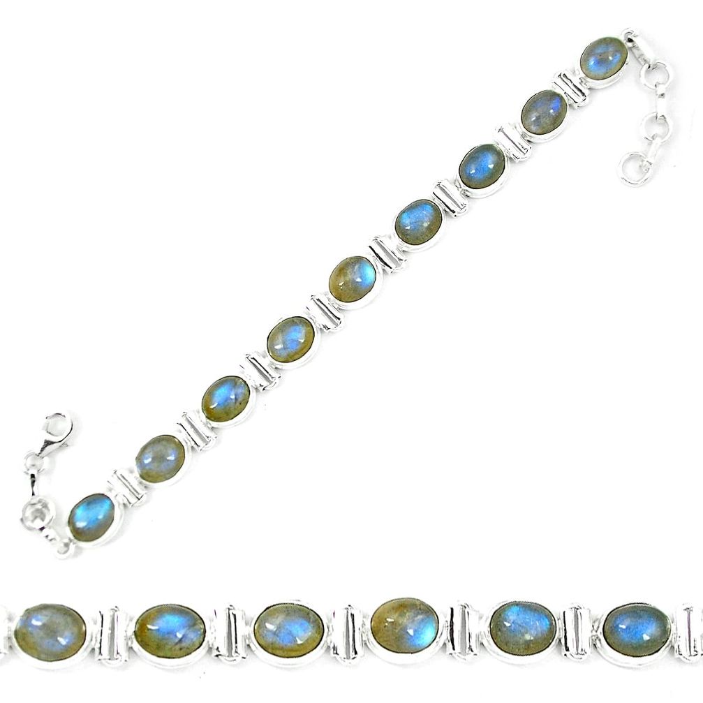 Natural blue labradorite 925 sterling silver tennis bracelet jewelry m54840