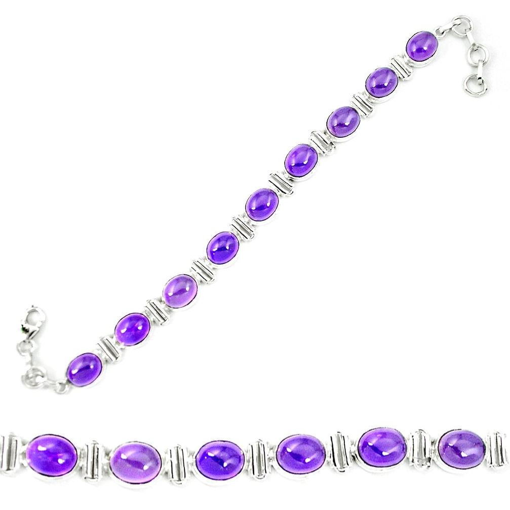 Natural purple amethyst 925 sterling silver tennis bracelet jewelry m54842