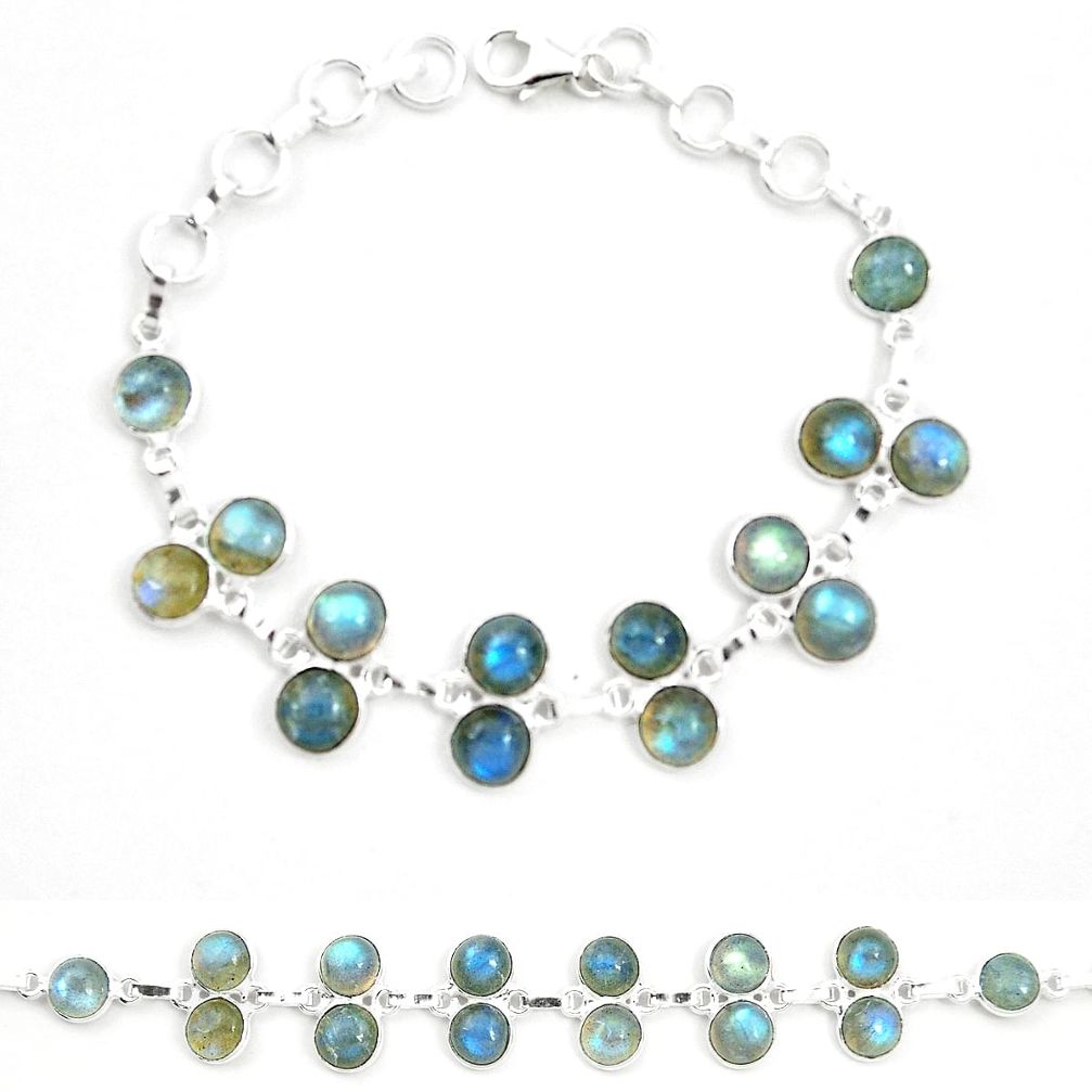 Natural blue labradorite 925 sterling silver bracelet jewelry m57386