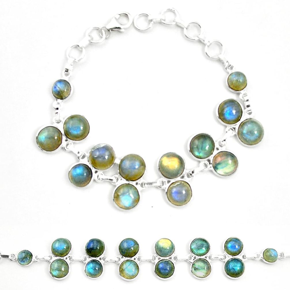 Natural blue labradorite 925 sterling silver bracelet jewelry m57387