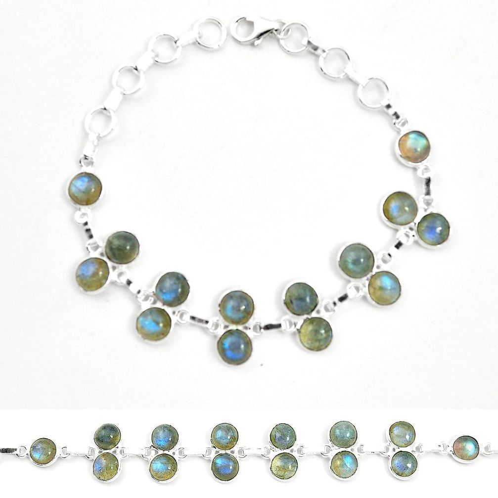 Natural blue labradorite 925 sterling silver bracelet jewelry m57392