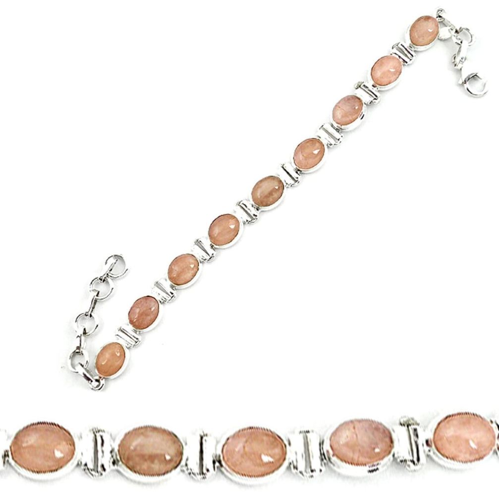 Natural pink morganite 925 sterling silver tennis bracelet jewelry m5856