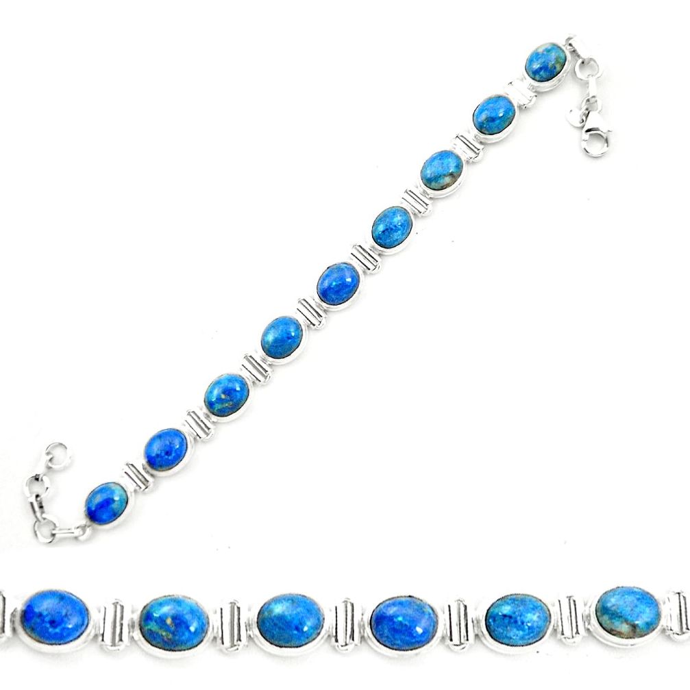 Natural blue shattuckite 925 sterling silver tennis bracelet jewelry m58582