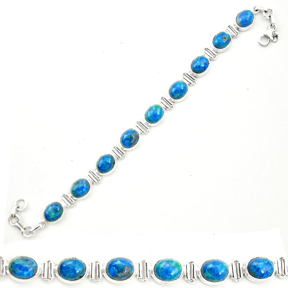 Natural blue shattuckite 925 sterling silver tennis bracelet jewelry m58586