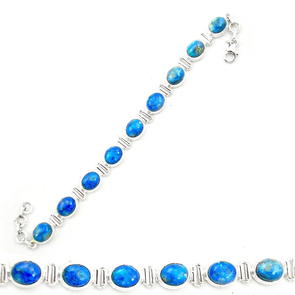 Natural blue shattuckite 925 sterling silver tennis bracelet jewelry m58587