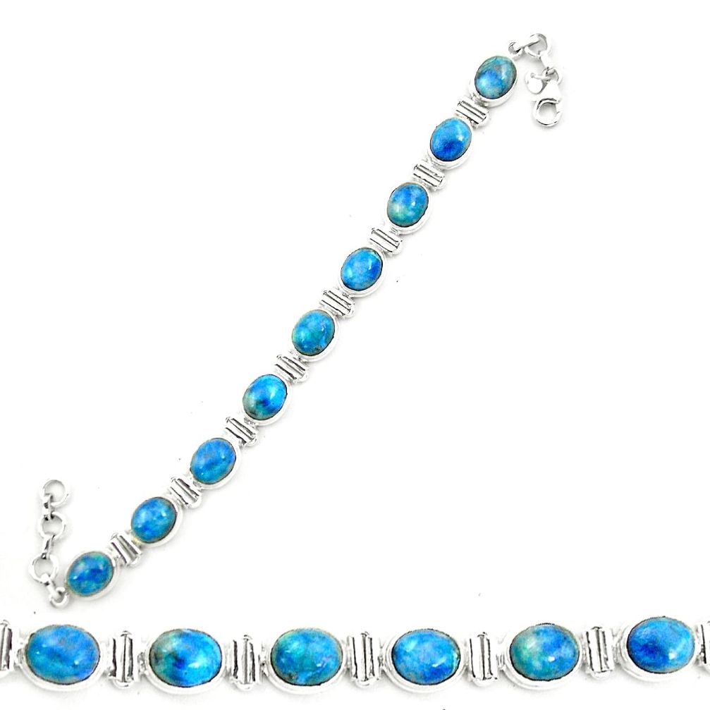 Natural blue shattuckite 925 sterling silver tennis bracelet jewelry m58588