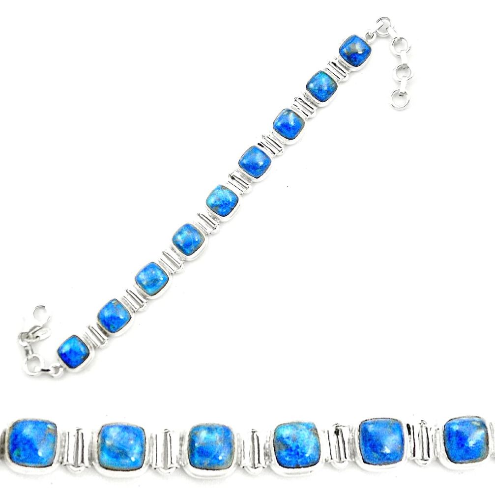 925 sterling silver natural blue shattuckite tennis bracelet jewelry m58589
