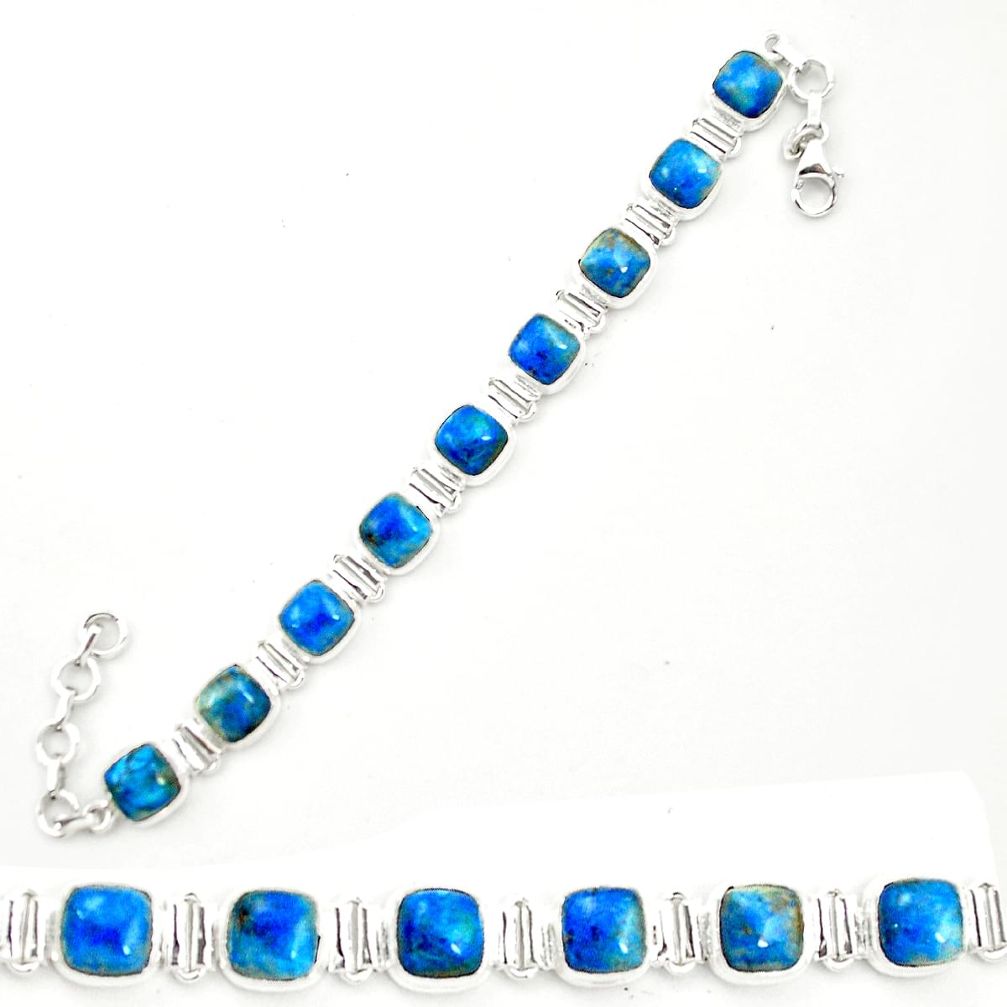 925 sterling silver natural blue shattuckite tennis bracelet jewelry m58593