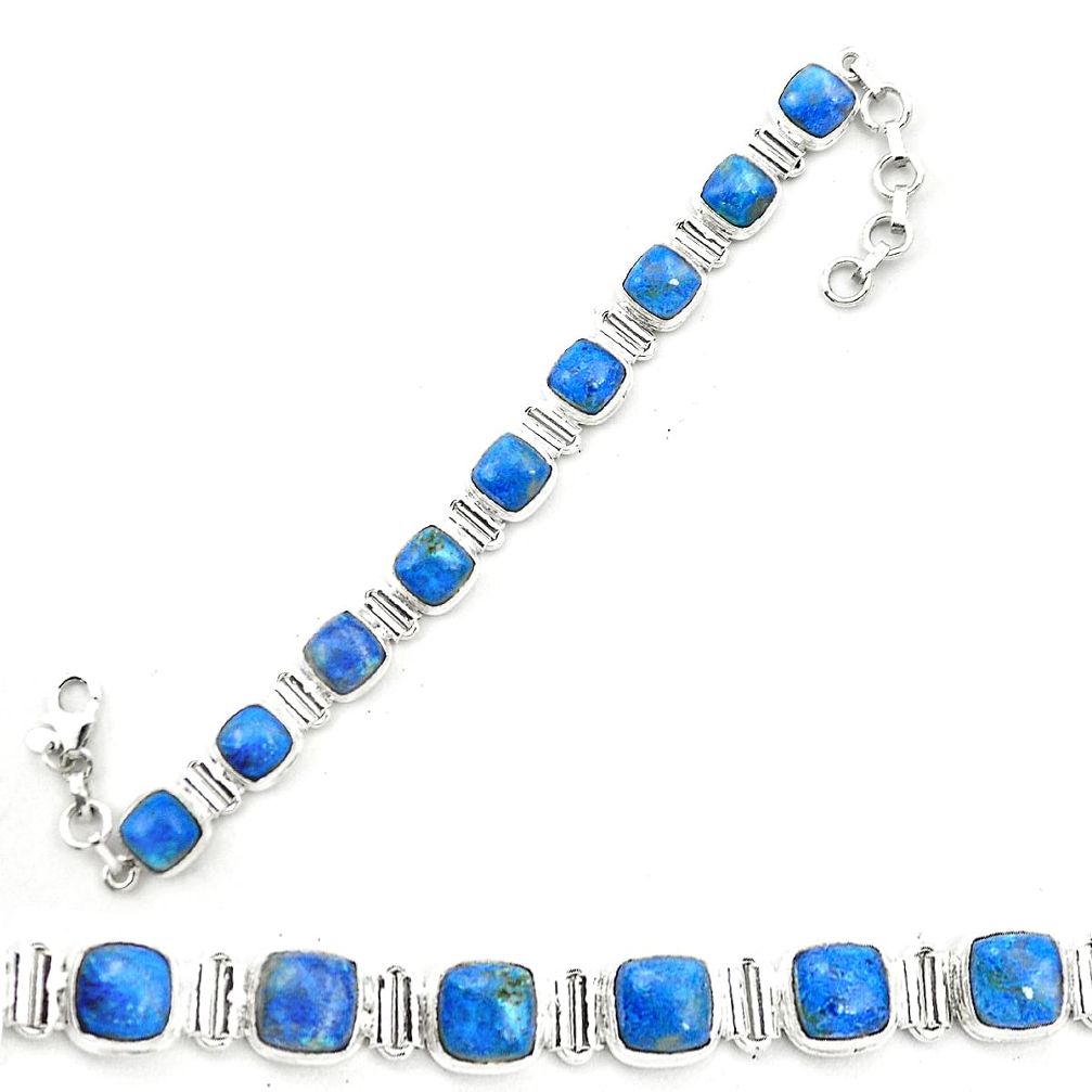 Natural blue shattuckite 925 sterling silver tennis bracelet jewelry m58594