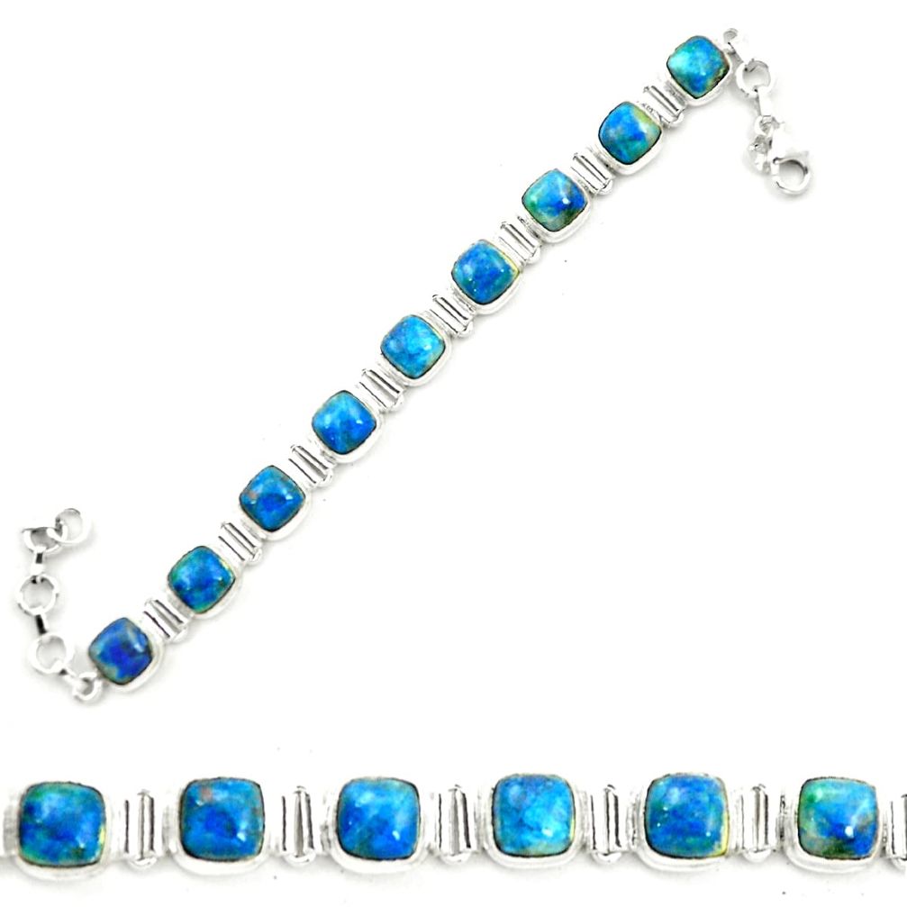 925 sterling silver natural blue shattuckite tennis bracelet jewelry m58598