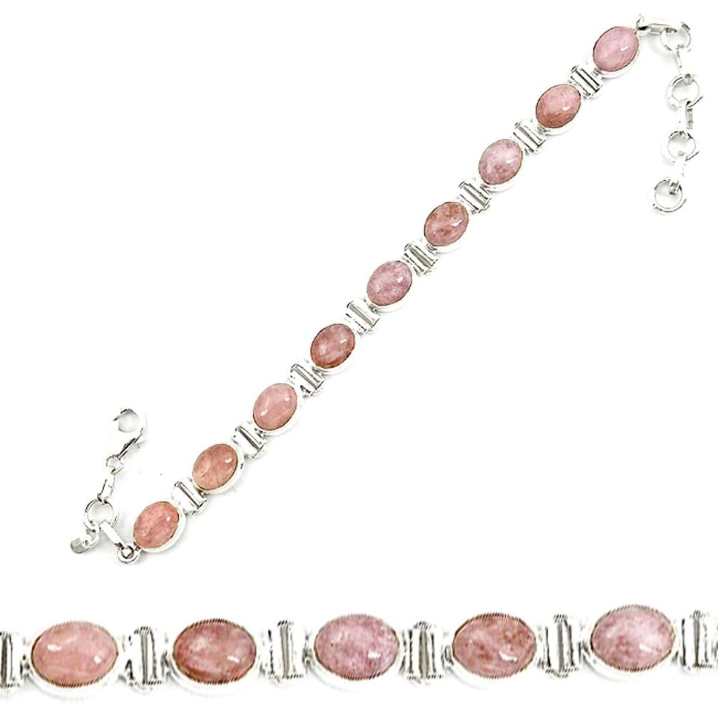 925 sterling silver natural pink morganite tennis bracelet jewelry m5860