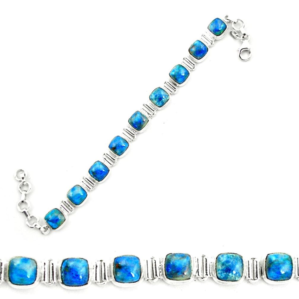 925 sterling silver natural blue shattuckite tennis bracelet jewelry m58600
