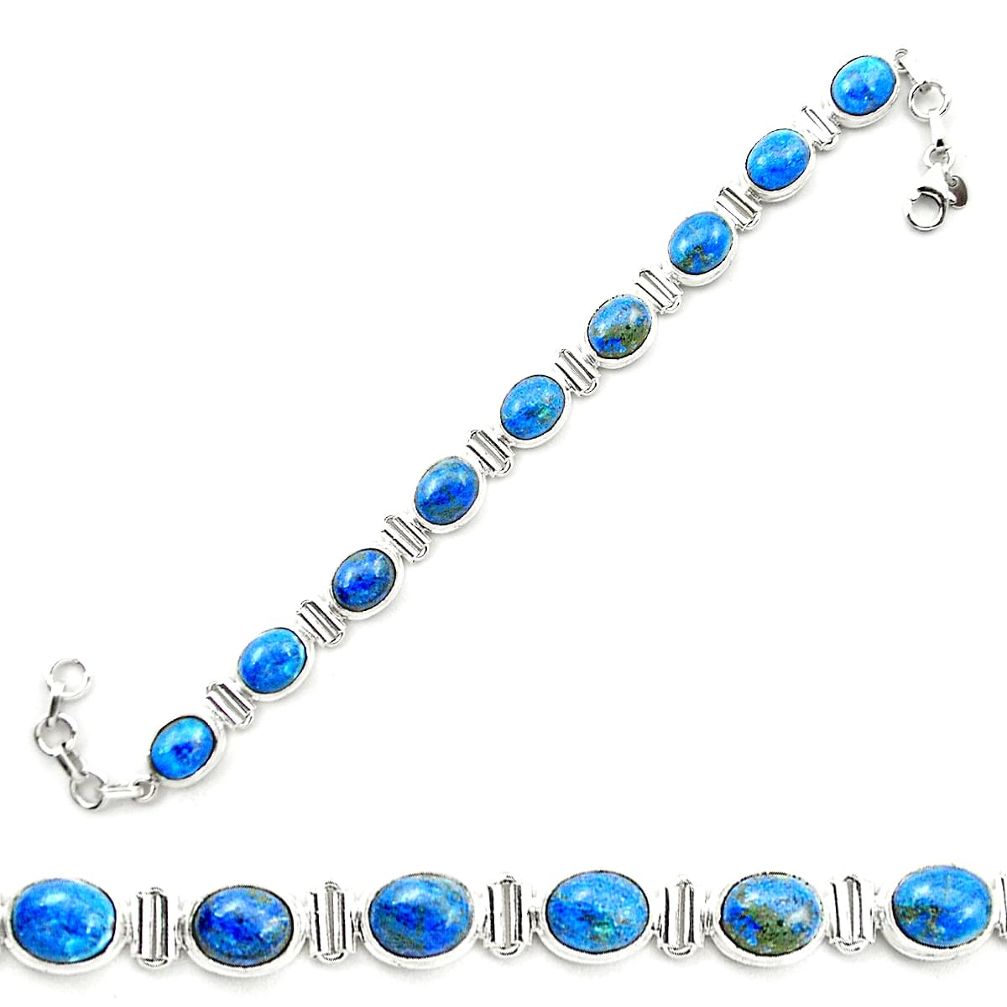 Natural blue shattuckite 925 sterling silver tennis bracelet jewelry m58601
