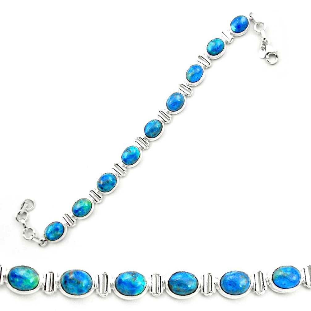Natural blue shattuckite 925 sterling silver tennis bracelet jewelry m58602