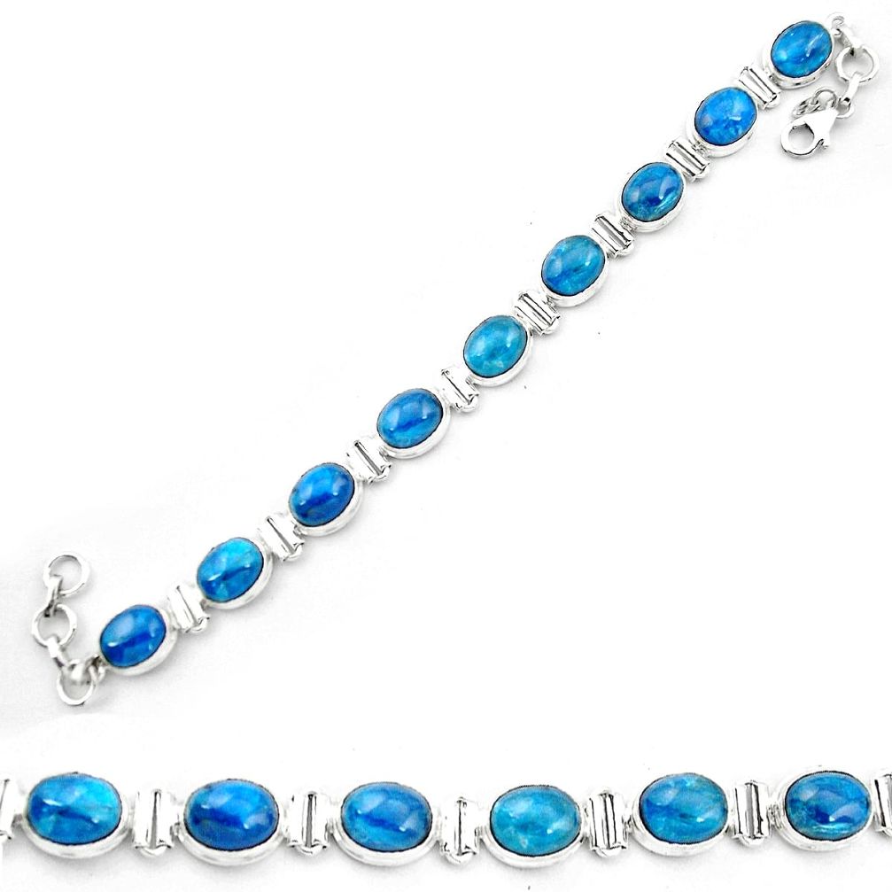 925 sterling silver natural blue apatite (madagascar) tennis bracelet m61729