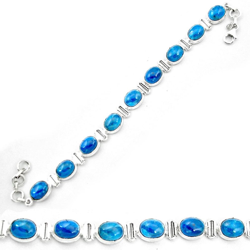 Natural blue apatite (madagascar) 925 sterling silver tennis bracelet m61731