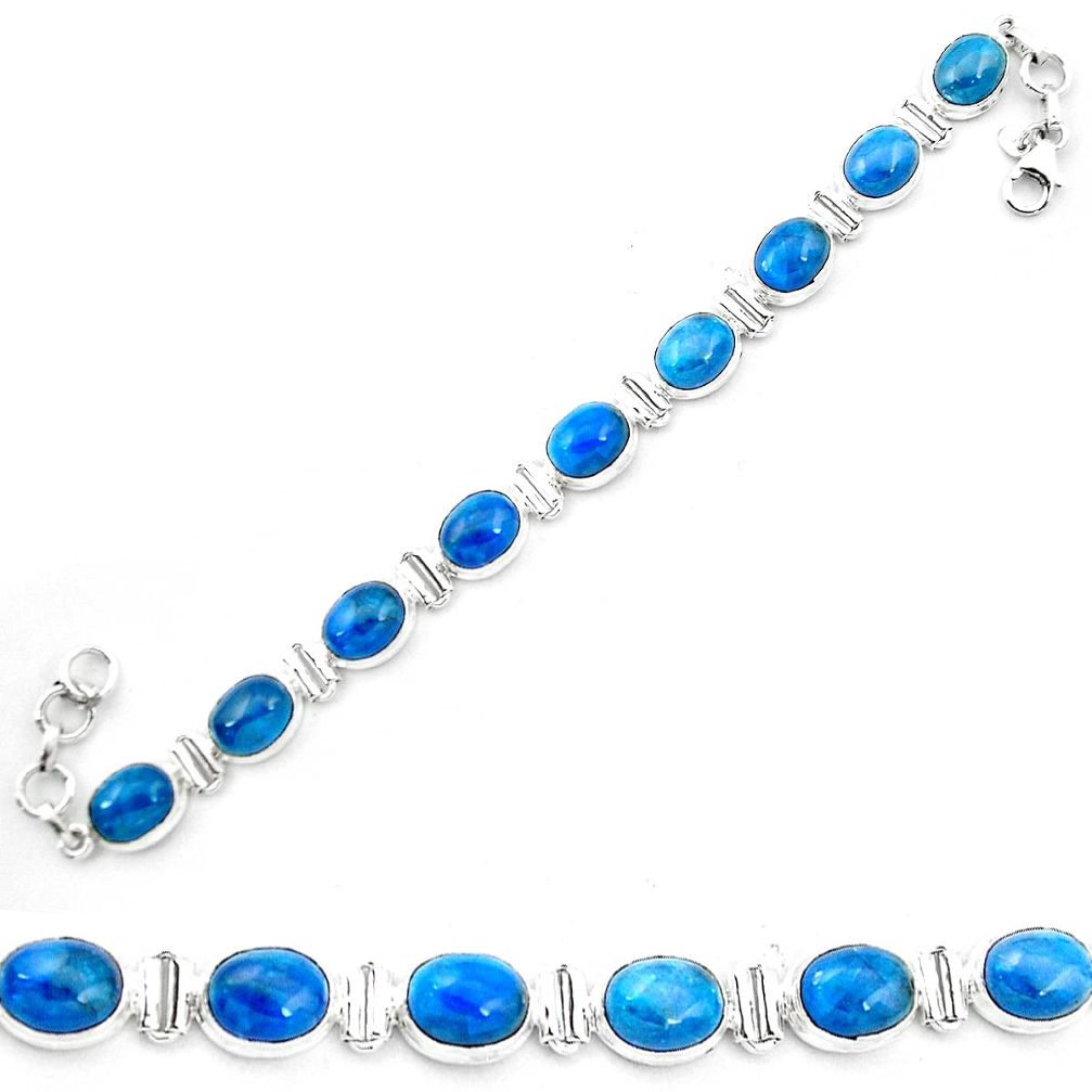 Natural blue apatite (madagascar) 925 sterling silver tennis bracelet m61733