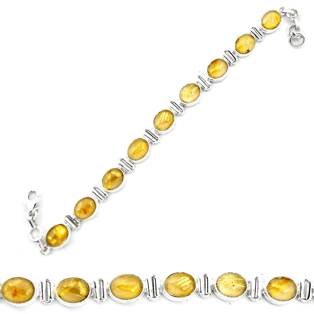 925 sterling silver natural golden tourmaline rutile tennis bracelet m61739