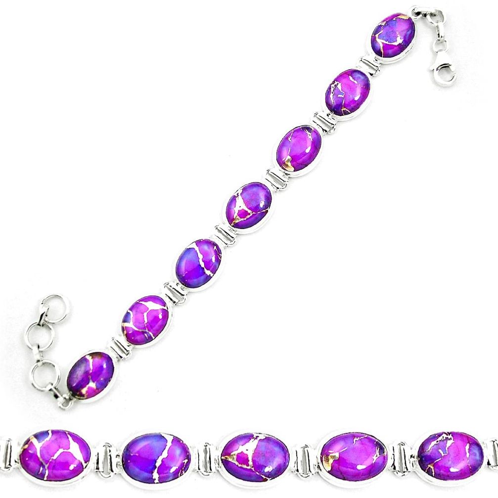 Purple copper turquoise 925 sterling silver tennis bracelet jewelry m62141