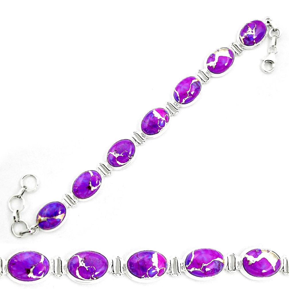 Purple copper turquoise 925 sterling silver tennis bracelet jewelry m62143