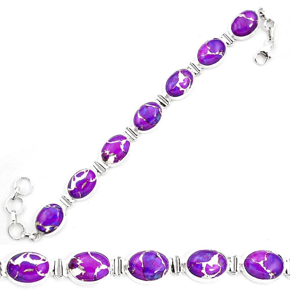 Purple copper turquoise 925 sterling silver tennis bracelet jewelry m62145