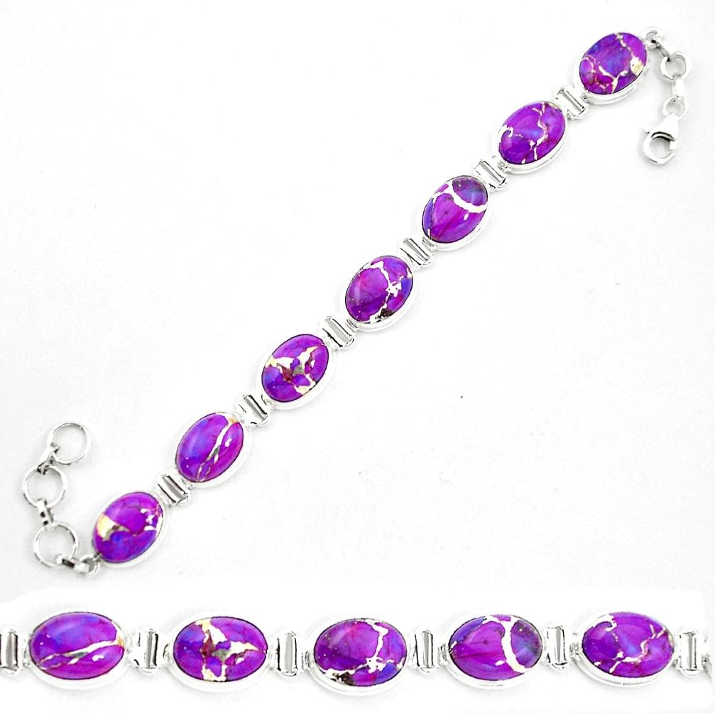 Purple copper turquoise 925 sterling silver tennis bracelet jewelry m62148