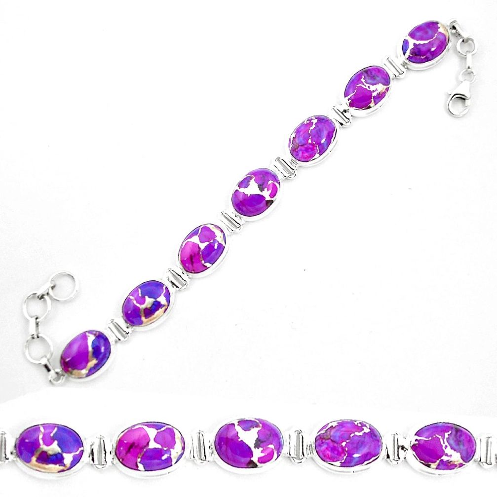Purple copper turquoise 925 sterling silver tennis bracelet jewelry m62149