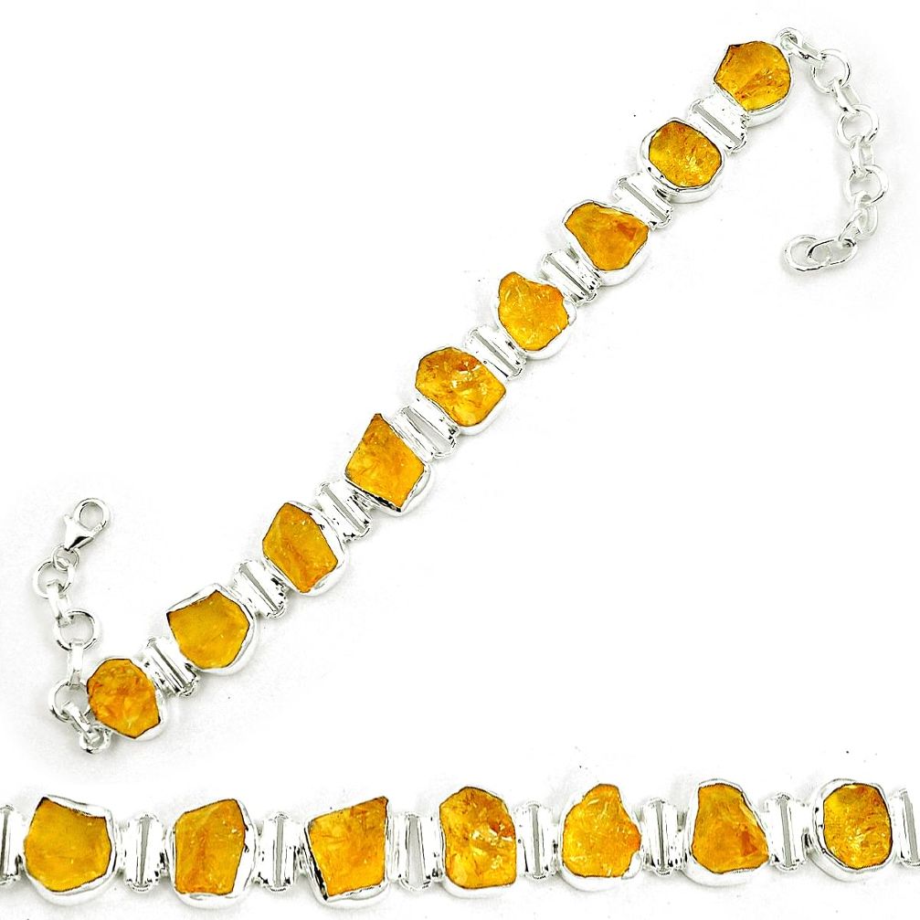 925 sterling silver yellow citrine rough tennis bracelet jewelry m64405