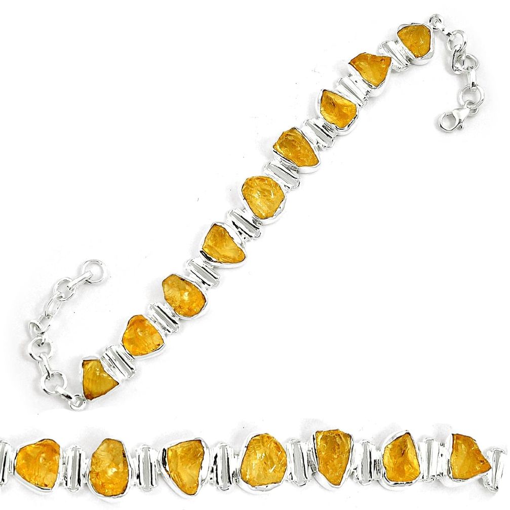 925 sterling silver yellow citrine rough tennis bracelet jewelry m64410