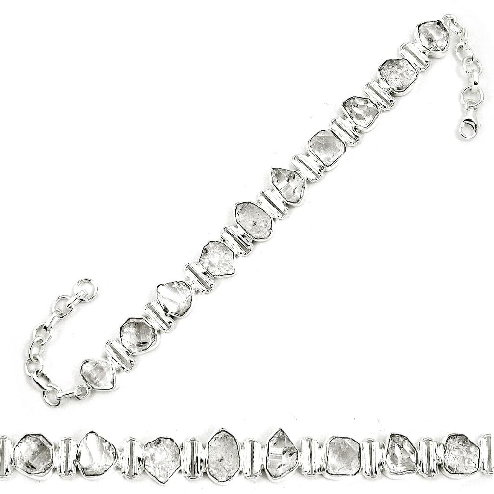 Natural white herkimer diamond 925 sterling silver tennis bracelet m64412