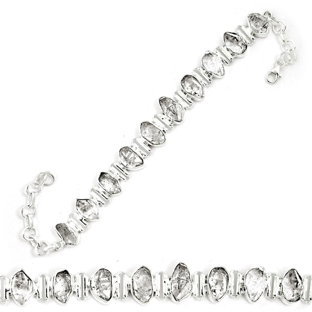 Natural white herkimer diamond 925 sterling silver tennis bracelet m64414