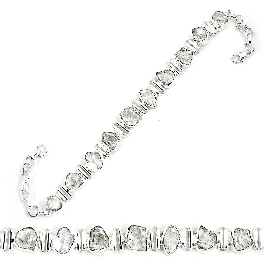 Natural white herkimer diamond 925 sterling silver tennis bracelet m64418